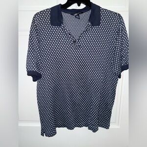 Lands' End Navy and White Men's Polo Shirt